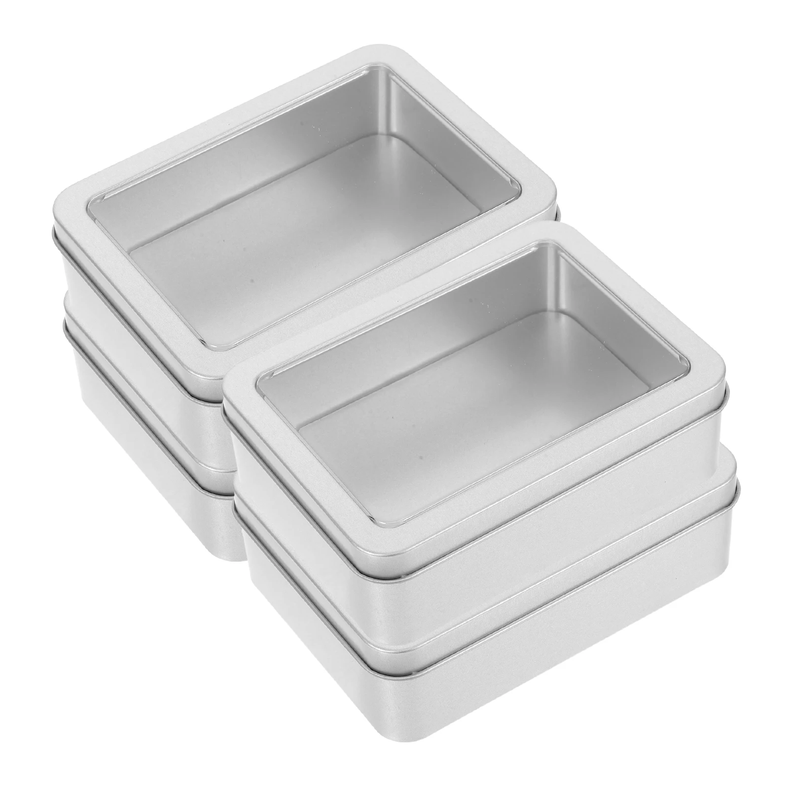

4 Pcs Tinplate Box Metal Container with Lid Small Boxes Portable Candy Tins Lids Holiday Rectangular