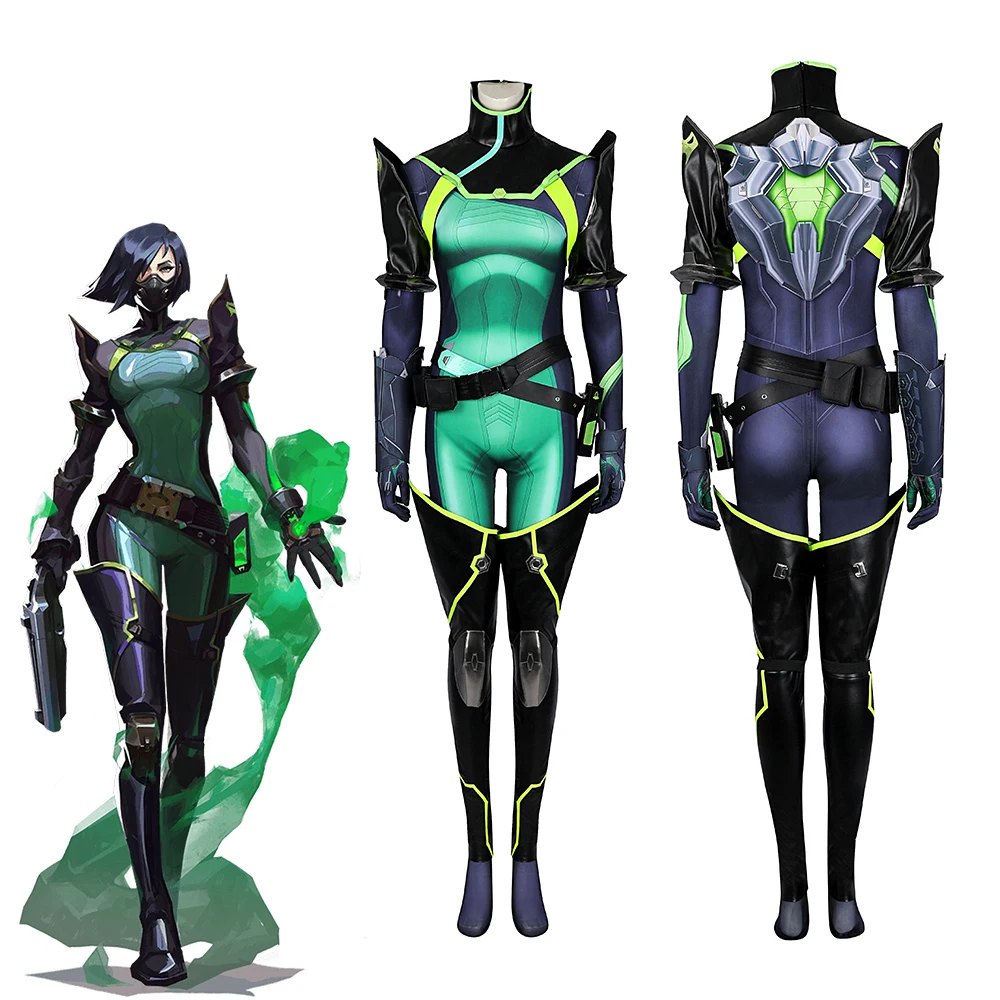 Game Valorant Viper Cosplay Warrior Catsuit Women Fantasia Green Combat Uniform Bodysuit Suit Halloween Disguise Jumpsuit Outfit