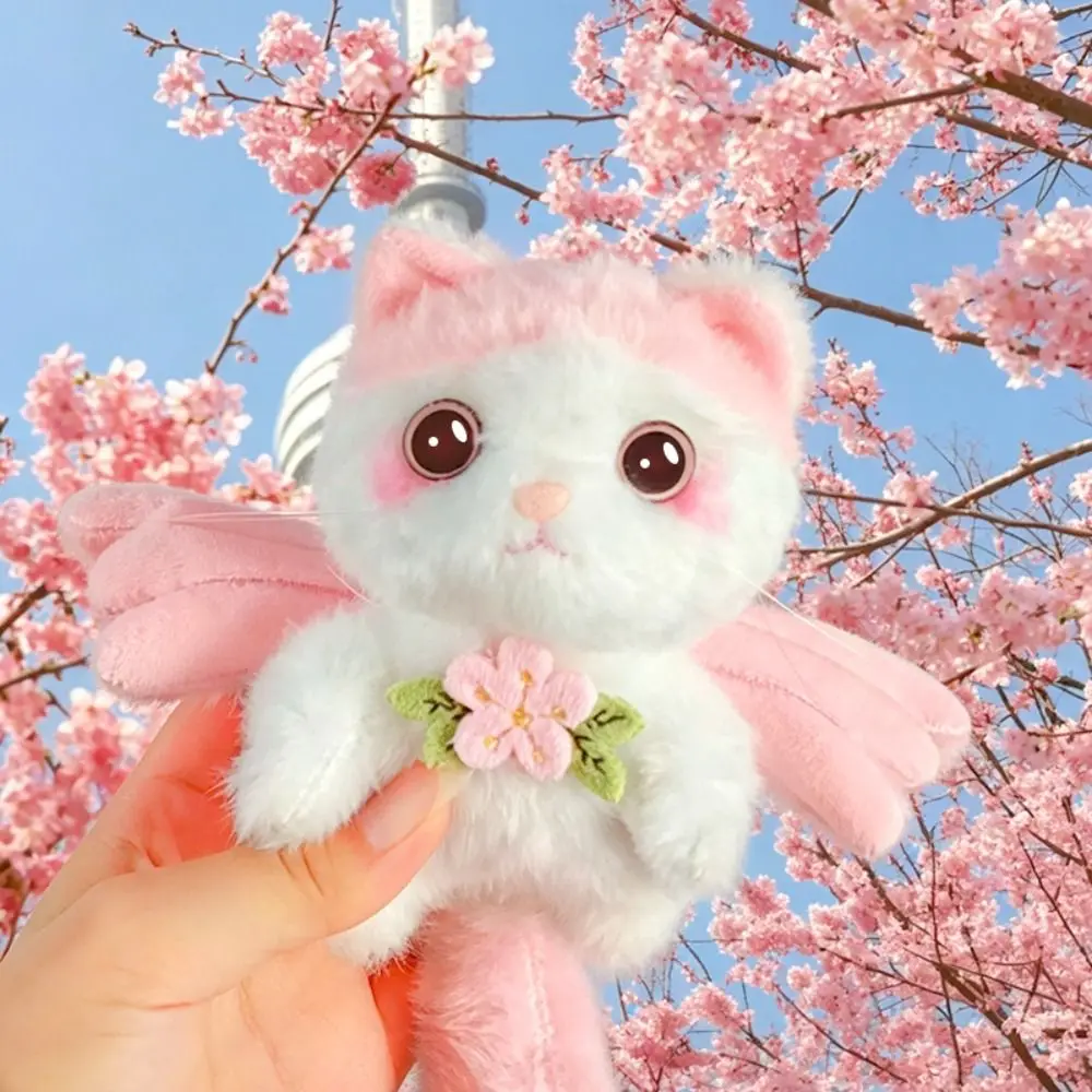 Kitten Pendant Cat Keychain Metal Clip Furry Texture Cat Bag Charm Cute Style Realistic Kitten Shape Winged Cat Pendant