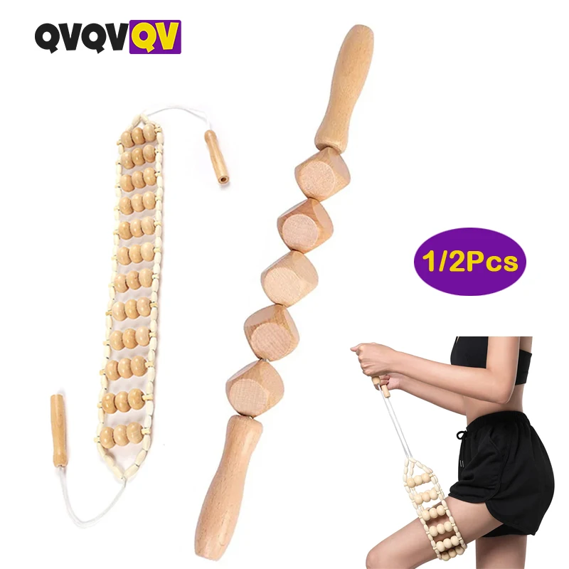 

﻿ 1/2PCS Wood Therapy Massage Tools Massage Roller Stick, for Thigh,Butt,Leg and Muscle Trigger Point Massager Release Tool