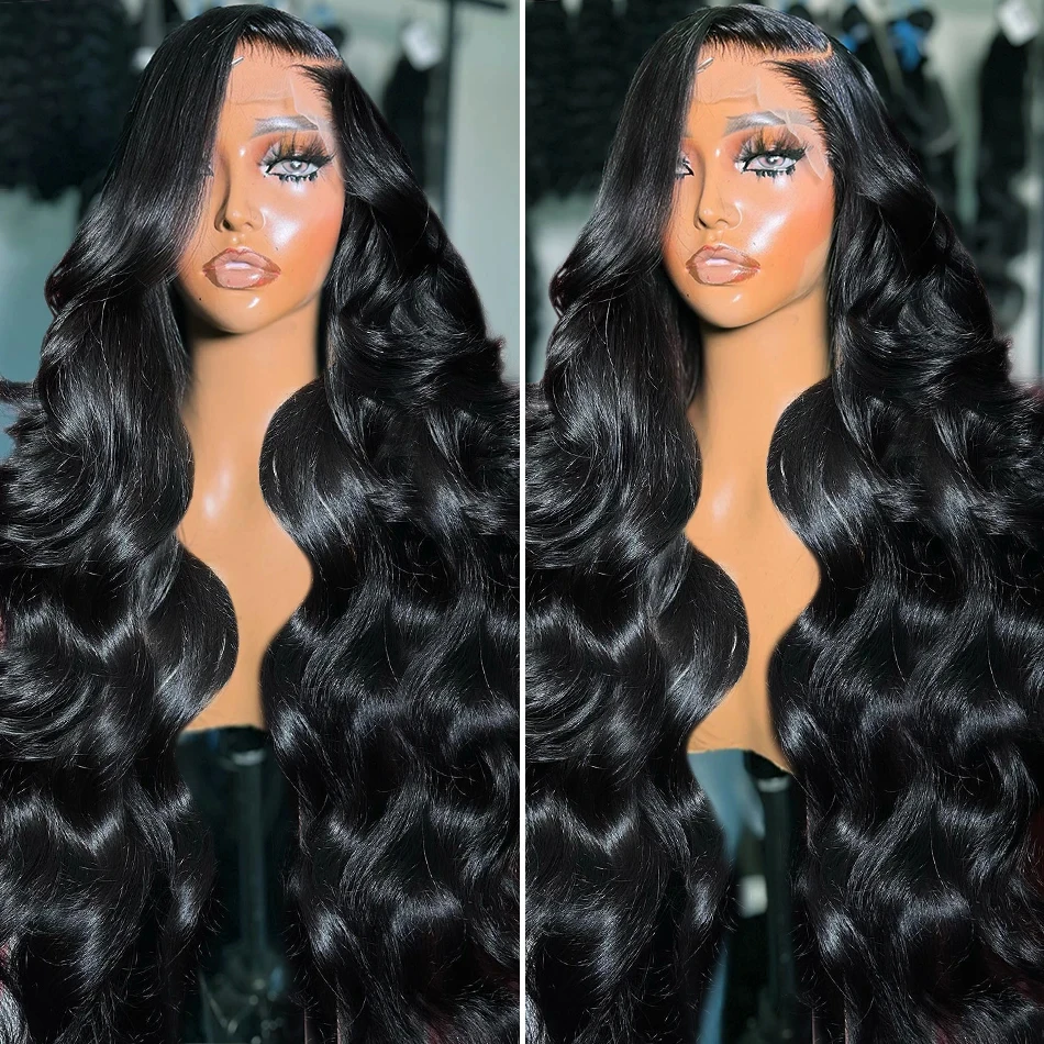 Brazilian 30 40 Inch Body Wave Frontal Wigs Human Hair 250% Water Wave Pre Plucked 13x4 HD Transparent Lace Front Wig For Women