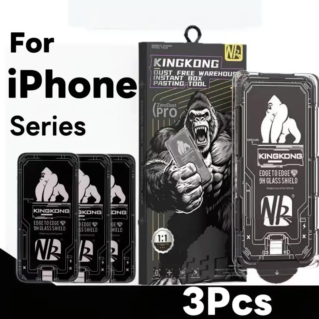 Protector de Pantalla de Vidrio Templado para iPhone 17/16/15 Pro Gorilla Sin Polvo Pantalla Completa Antirotura