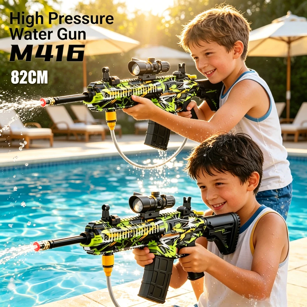 

M416 Electric Water Gun Full Automatic Continuous Shooting Water Blaster Summer Pool Water Battle Multi-Functional Toy