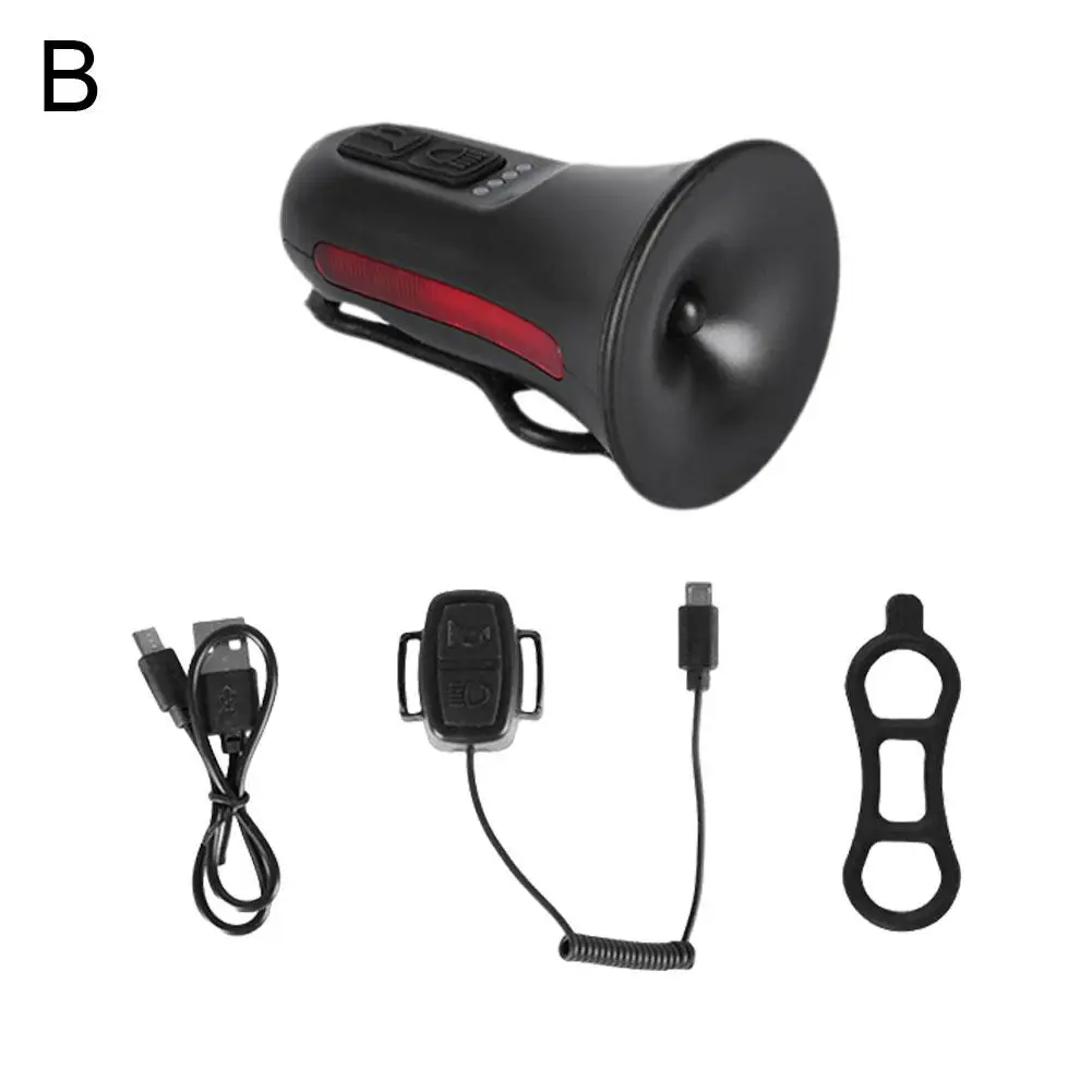 Bicycle Horn + Light 2In1 Cycling Equipment USB Charging Bike Electric Mountain 120db 5 Horn Weatherproof Decibel Ringtones L7L3