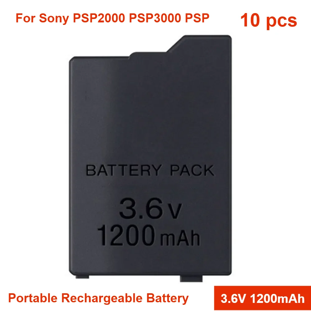 For Sony PSP2000 PSP3000 PSP 10pcs 3.6V 1200mAh Battery Pack Portable Rechargeable Battery