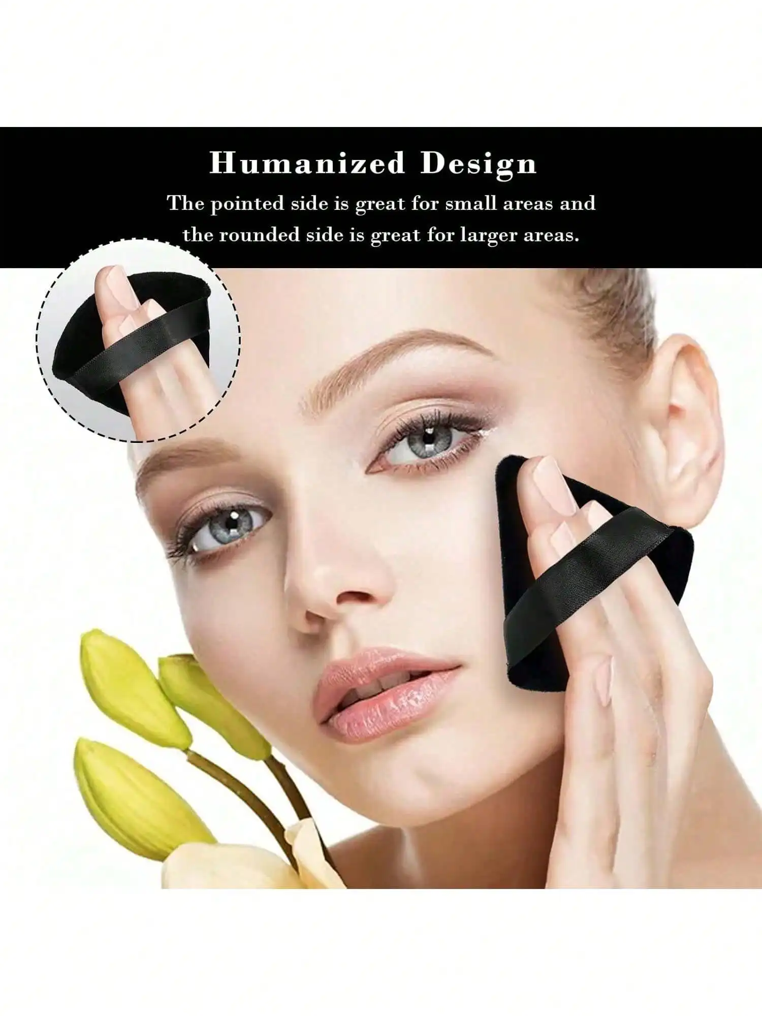 20 قطعة من خليطات المكياج المثلثة المخملية السوداء - قابلة لإعادة الاستخدام لهدايا الأساس/السفر/عيد الميلاد