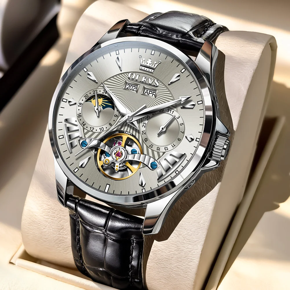 

OLEVS 7103 Automatic Men's Watch Original Leather Strap Multifunctional Date Mechanical Watch for Men