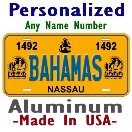 The Bahamas 1492 Personalized Novelty Car License Plate Aluminum
