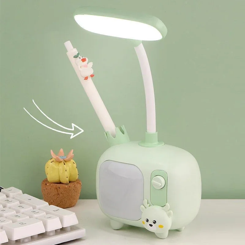 Creative New USB Charging TV Set Lamp Colorful Atmosphere Light Student Two-tier Desktop Pen Holder Reading Light