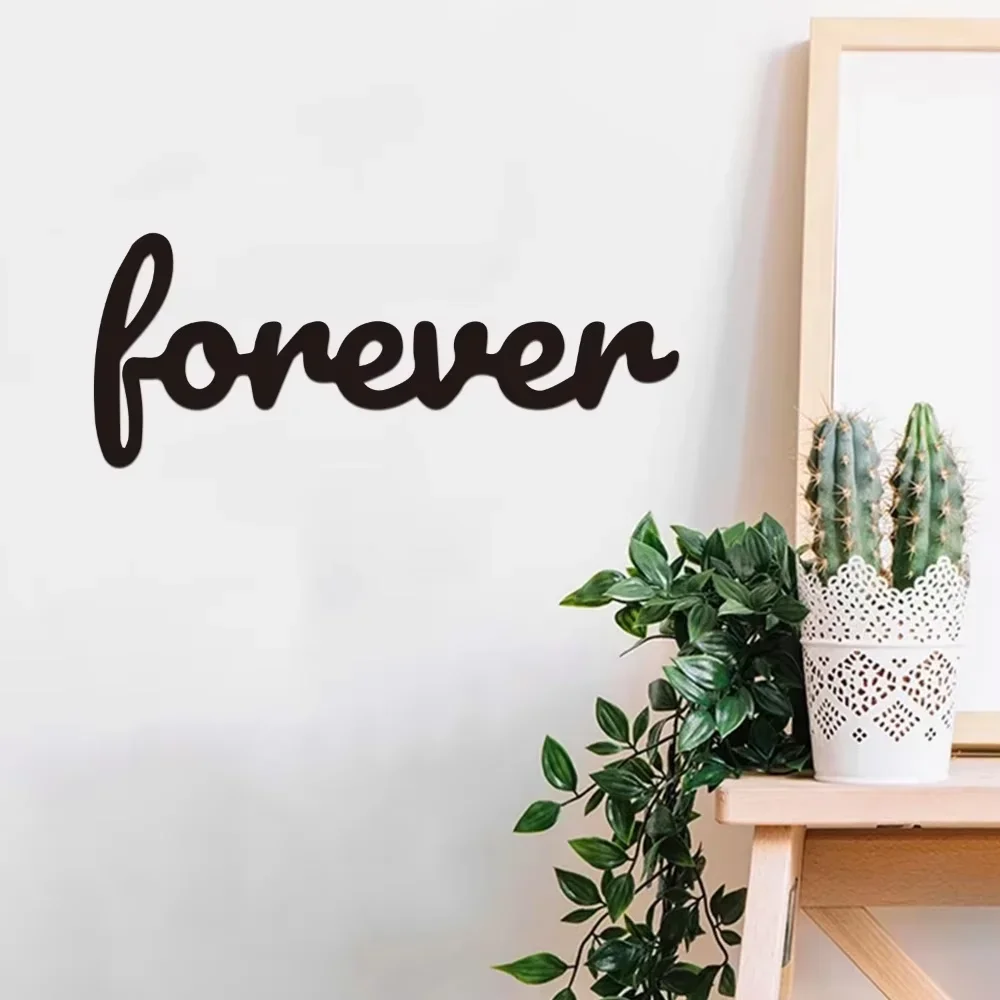 CIFBUY Forever Cursive Metal Wall Art Iron Hanging Sculpture Wedding Farmhouse Home Decor Ornament Gift