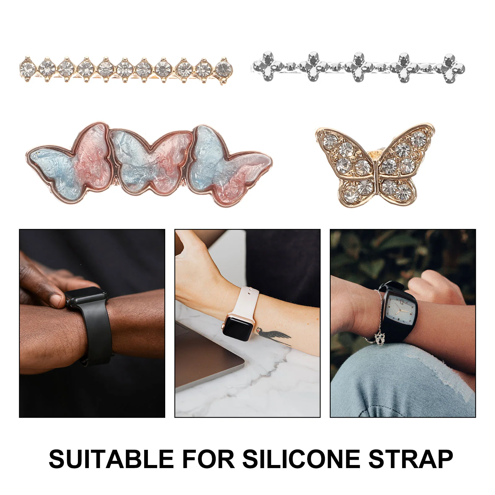 

4 Pcs Watchband Loops Alloy Decorative Rings Smartwatch Straps Unique Charm Watch Strap Loops Ornaments Long Use