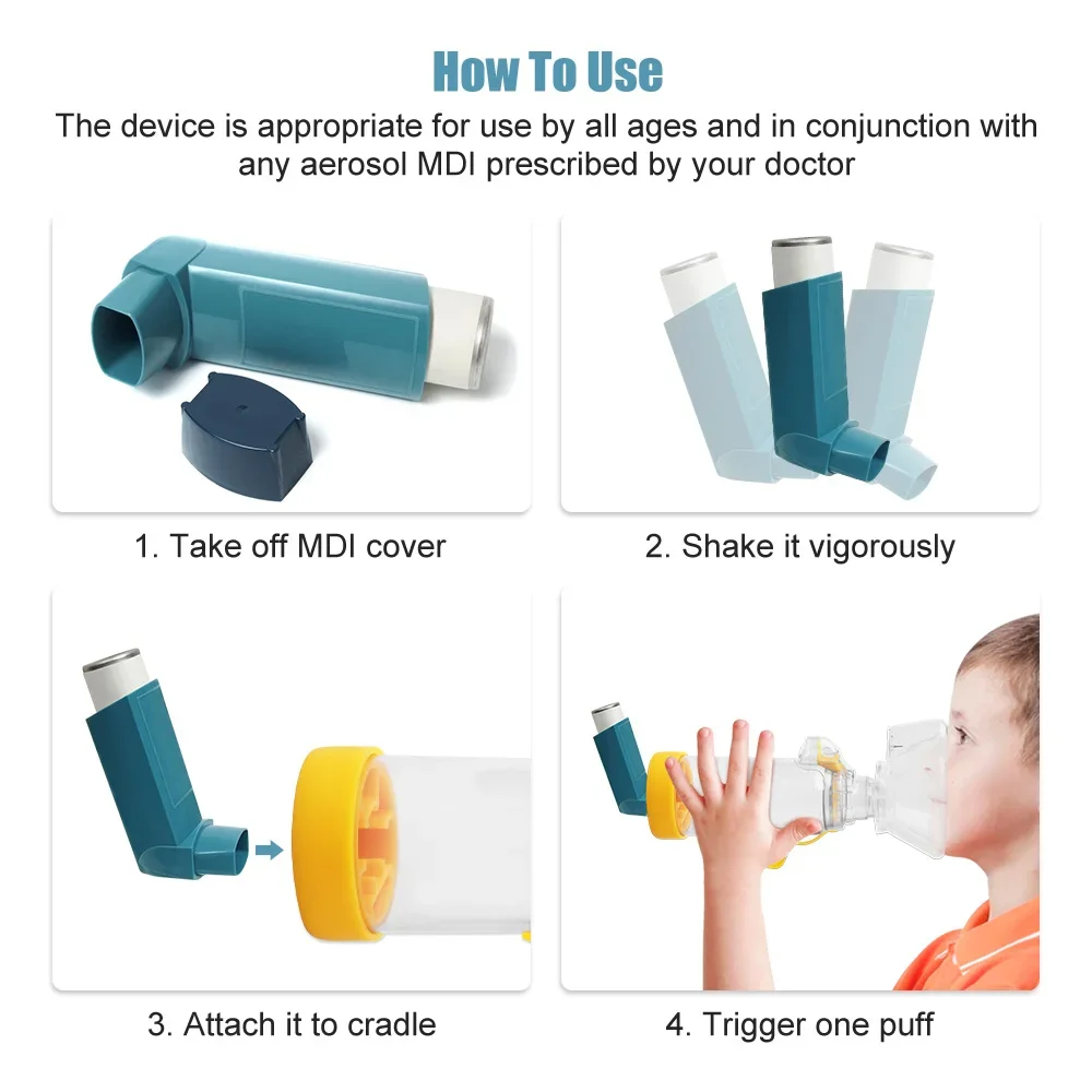 Máscara Nebulizador para Adultos e Crianças, Asma Inalador Cup, Steam Inaler, Spray Cups, Inalação Spacer, Medicine Bottle, Acessórios