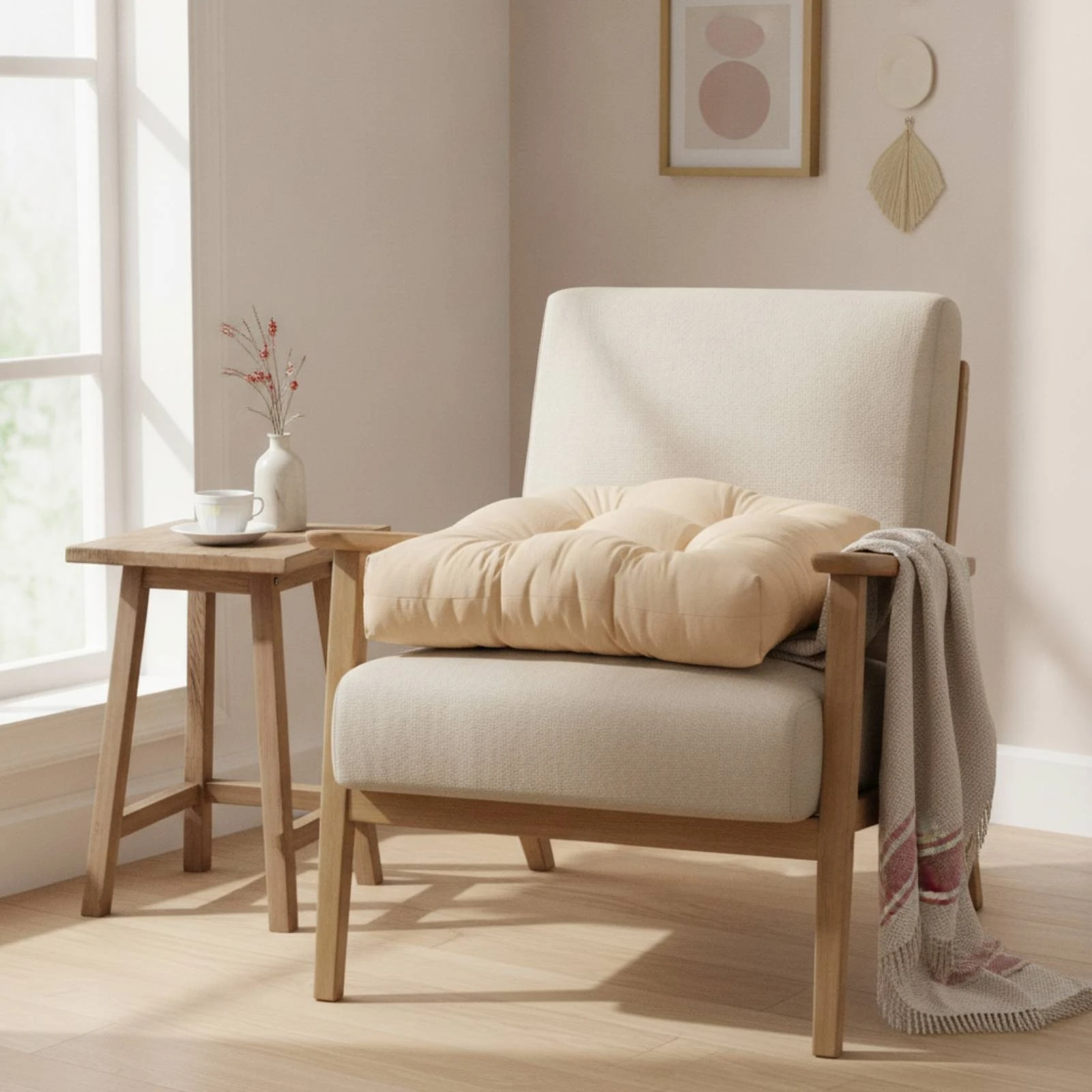 2 Pieces Tufted Chair Cushion Padded Square Chair Pad Tufted Seat Cushion Soft Comfortable for Patio, Garden