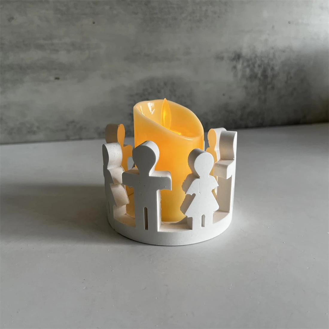 Hollow House Candle Holder Silicone Mold DIY Round Candlestick Gypsum Tray Ornament Molds DIY Concrete Resin Craft Making Mould