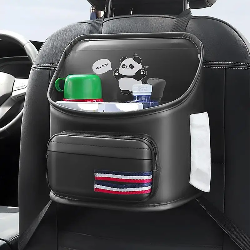 Car Tissue Bag Tissue Storage Handbag Holder Leather Car Accessories Multi-functional High-capacity Pocket Pouch Seatback For