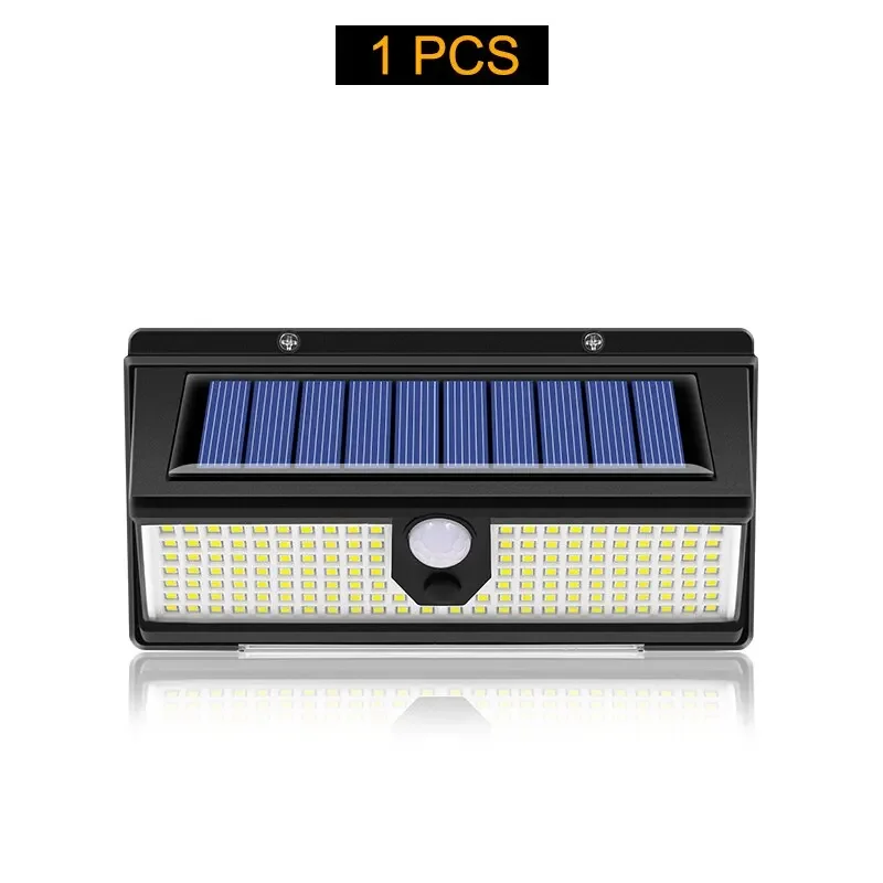 HOMEFISH 190-LED Solarna Lampa Ścienna z Czujnikiem Ruchu Zewnętrzna IP65 Wodoodporna 4-trybowa Solarna Lampa Dekoracyjna do Ogrodu na Podwórko, Drzwi, Patio — zdjęcie 2