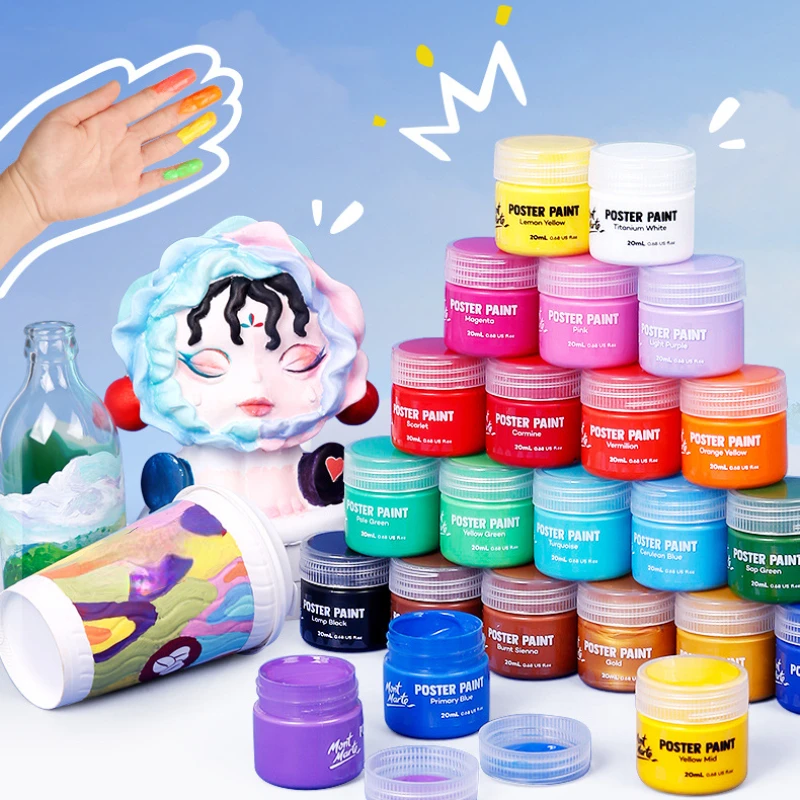 

12/24 Color Children's Non-toxic Gouache Paint 20ml Washable Set Student Graffiti Finger Painting Holiday Gift Art Supplies