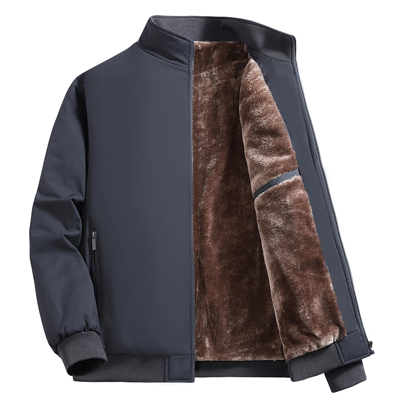 

Dad Jacket Mens Stand-up Collar Top for Spring Autumn Winter Casual Fashionable Sporty Thick Coat for Middle-aged Elderly People