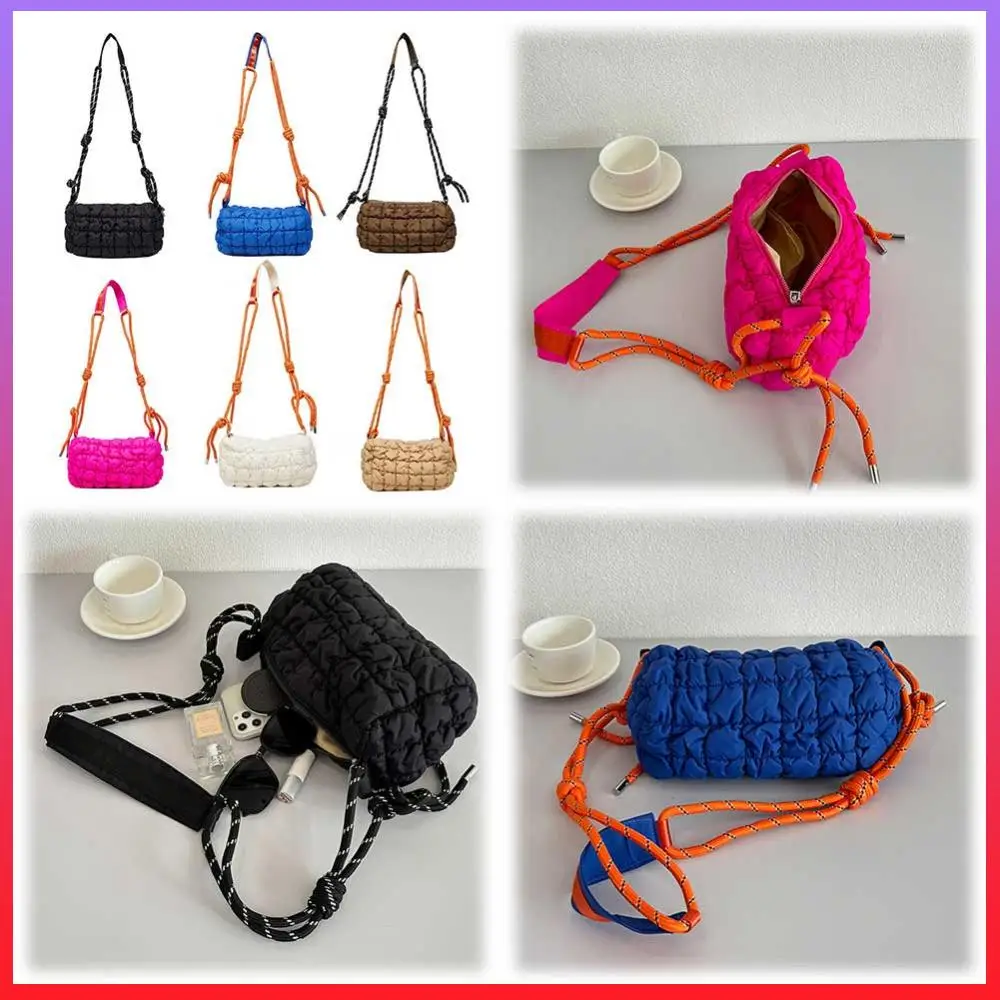 

Women Quilted Cloud Bag with Braided Rope Strap Padded Crossbody Bag Large Capacity Puffer Satchel Bag Daily Bag for Female