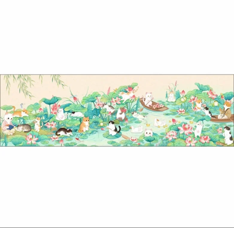 9CT 205X70CM Cats Needlework,DIY Living Room Printed Cross Stitch,Set For Embroidery Kit Full Cotton Threads 64 Colors