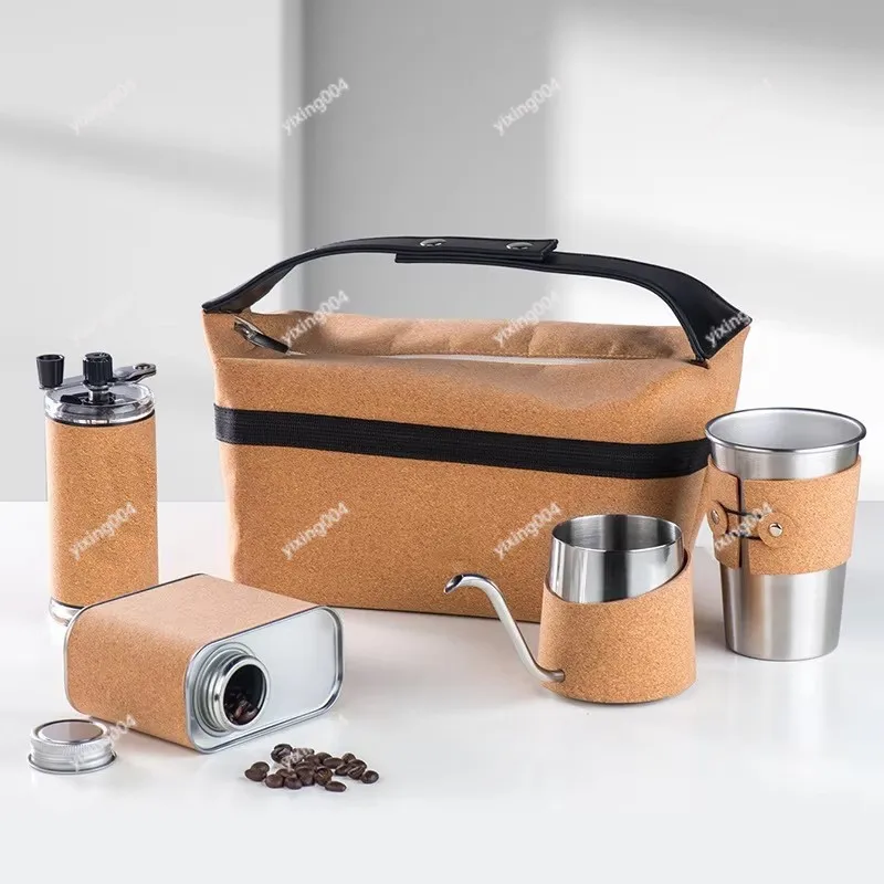 

Vintage Coffee Cup Kit, Premium Coffee Set with Hand Grinder and Portable Pour Over Coffee Pot