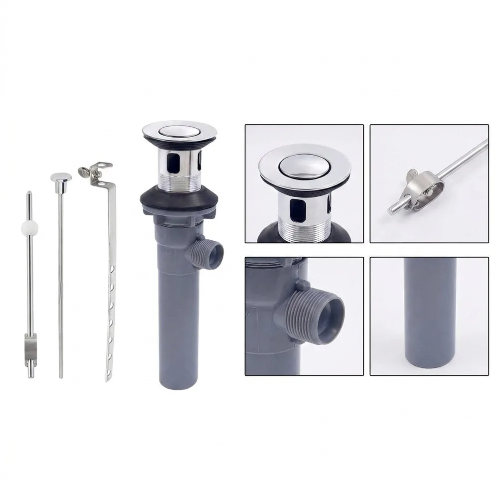 Overflow Bathroom Sink Assembly Bathroom Chrome Sink Drain Silver Bathroom Sink Drain Brass And Pp Construction