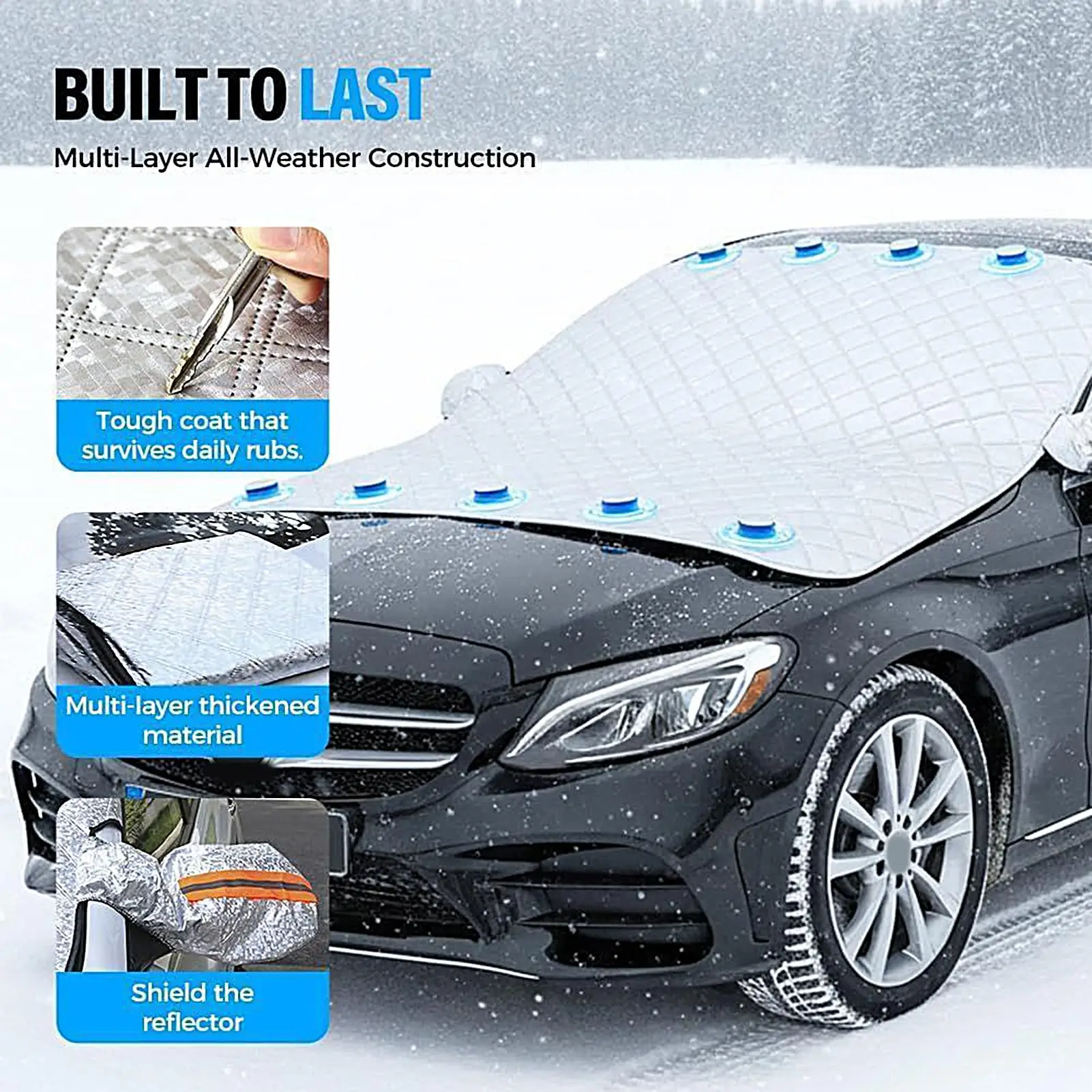 

Windshield Snow Cover 4-Layer Magnetic Waterproof Protector Snow Cover Protector for Indoor Outdoor SUVs Trucks Vehicles