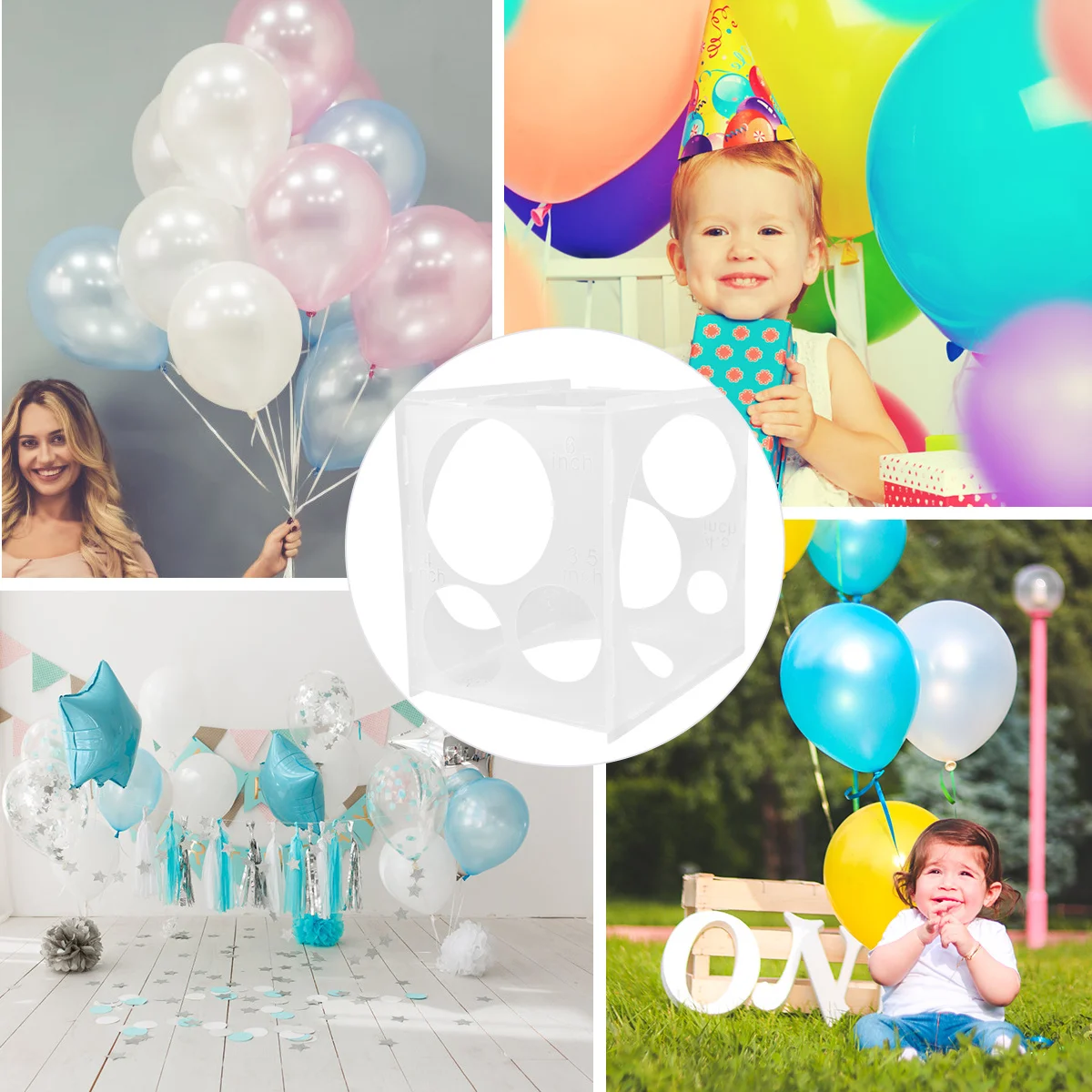 1 قطعة حجم البالون قياس ثقوب دائم البلاستيك الشفاف الطرف أداة زخرفة الزفاف عيد ميلاد دش قوس العمود #6