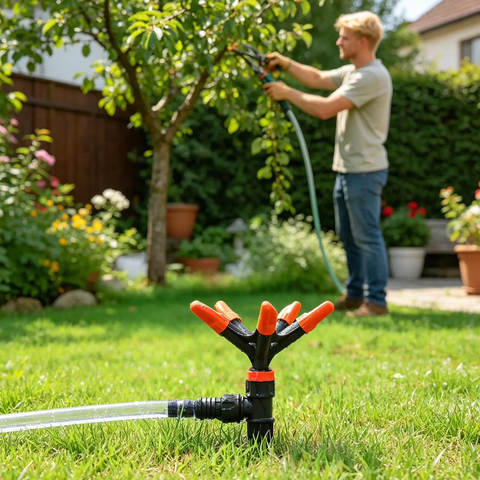 Garden Sprinklers 360 Degree Rotating Automatic Rotating Water Sprinkler for Patio Garden Yard Backyard Grass Farm Greenhouse