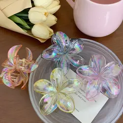 Horquilla de flores para el cabello, Pinza de agarre de plástico, pinza grande para el cabello, accesorios para la playa, pinza transparente para el cabello para mujer