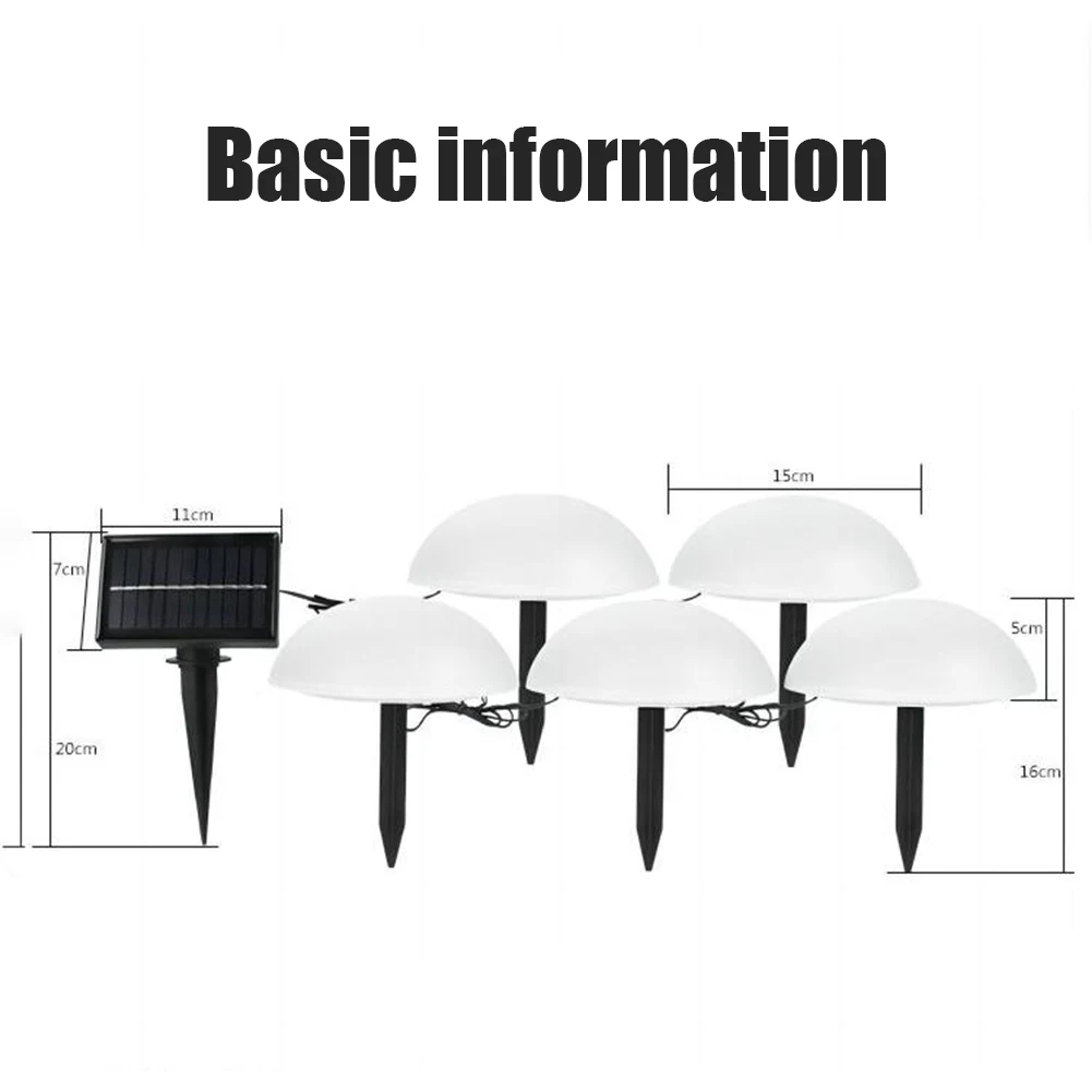 أضواء حديقة شمسية ليد ، أضواء أرضية مع لوحة سيليكون غير متبلور ، مفتاح يدوي ، مصباح حديقة قبة للفناء ، 5 عبوات