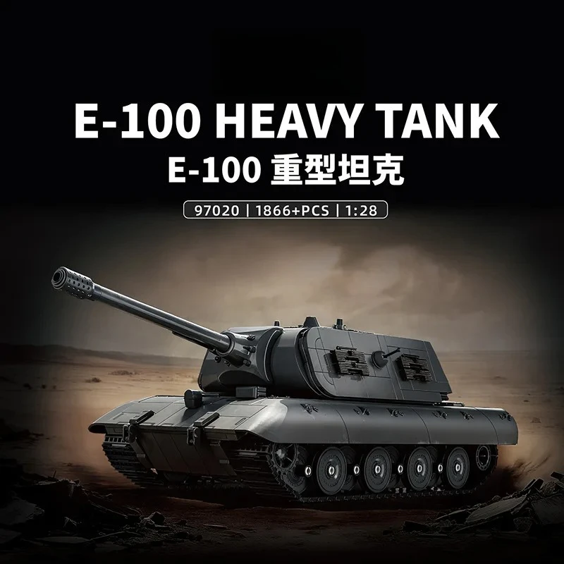 EN STOCK 97020 Tanque Pesado Militar E100 de la Segunda Guerra Mundial, Versión con Torreta Maus, Bloques de Construcción, Ladrillos, Modelo de Juguete para Niños, Set de Regalo de Navidad