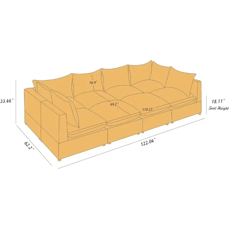 Sofá seccional modular, sofá seccional cama de 8 plazas, sofá seccional modular para sala de estar, juego de cama-L