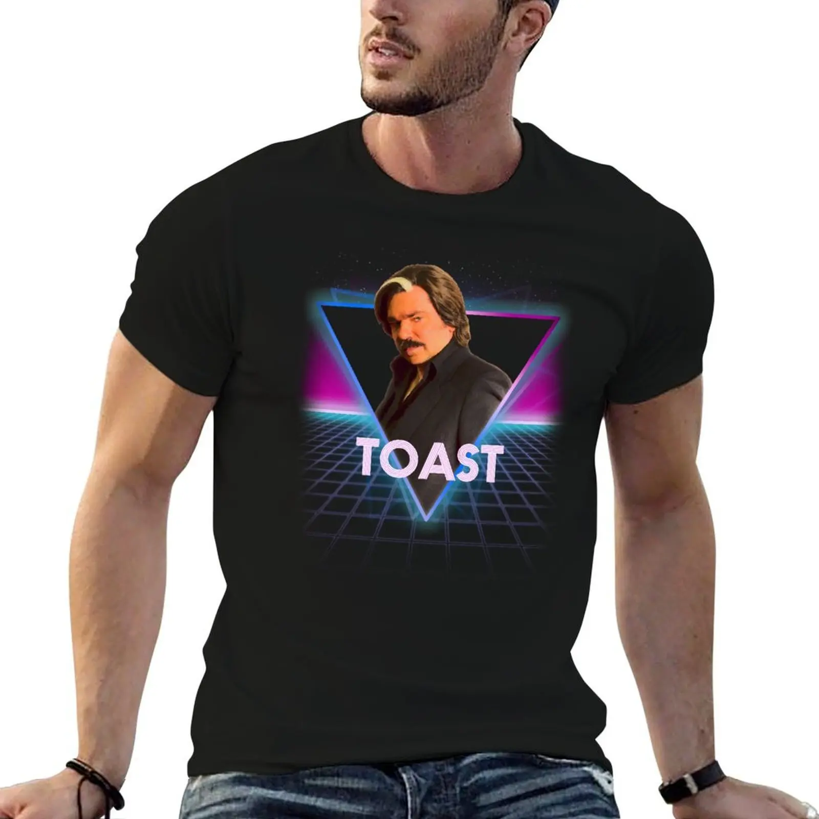 Steven Toast Of London Retro 80s Neon Landscape T-Shirt cheap stuff anime figures Men's clothing