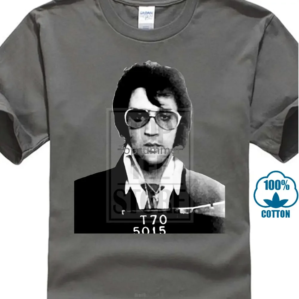 Elvis T Shirt Elvis Presley Mug Shot T Shirt The King Rock N Roll Men's T-shirts Funny Gifts for Men