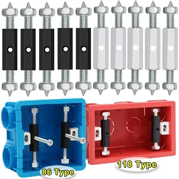 10pcs Wall Switch Socket Cassette Repairer Adjustable Cassette Screws Support Rod with Wrench 86/118 Type Electrical Accessories