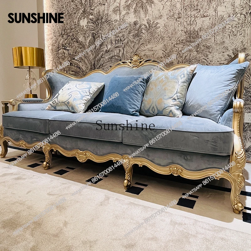 

Fabric sofa living room villa solid wood combination sofa