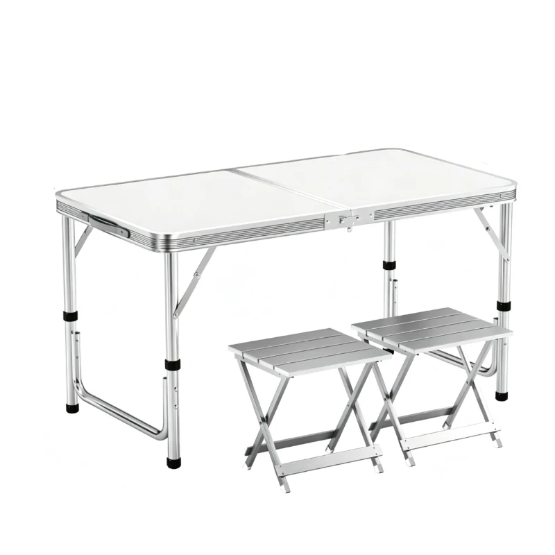 Aluminum Camping Table With Four Stools Folding Outdoor Table and Chair Set