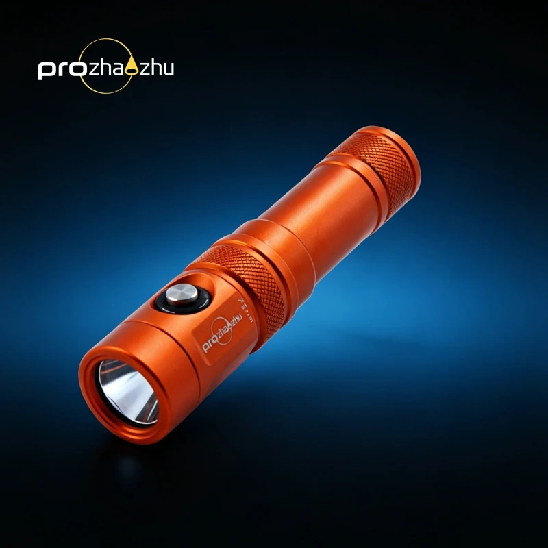 

PROZHAOZHU DL-B50 Orange Diving Flashlight 21700 IP68 Waterproof 100M USB-C Rechargeable Underwater Scuba Dive Torch