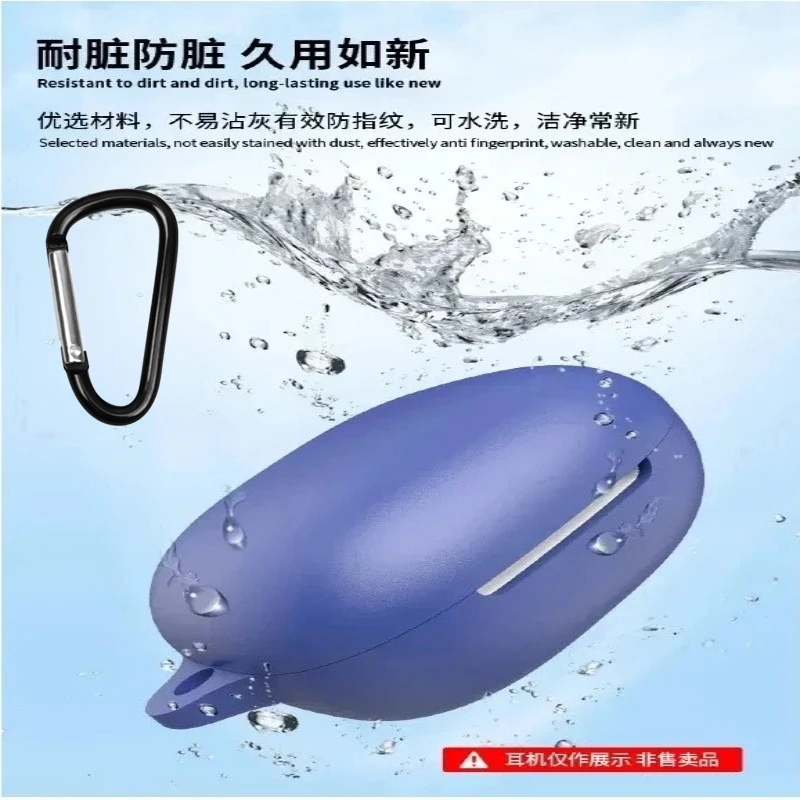 

For QCY Buds QT43 Silicone Protective Case with Lock Buckle，Anti-Fall Anti-Dust Earphone Case