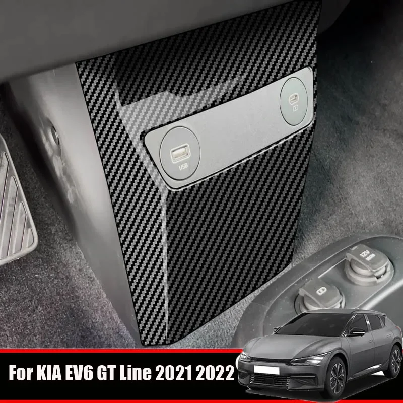 

Для KIA EV6 GT Line 2021 2022, ABS, углеродное волокно, передний ряд, USB, противоударная панель, накладка, внутренняя наклейка, аксессуары