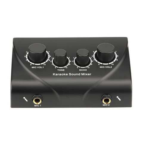 Fuluode Portable Karaoke Sound Mixer Professional Dual Mic Inputs Audio System Digital Audio Sound Machine Echo OK Mixer System