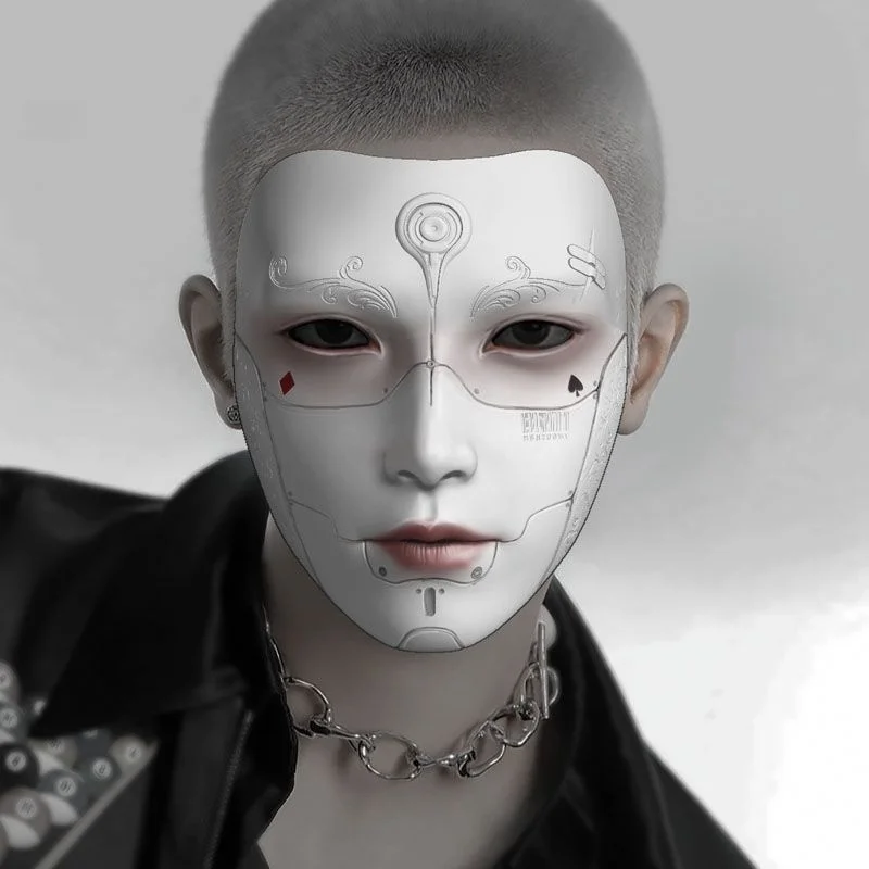 New Mechanical Male Mask Adult Hanfu Performance Party Dressing Style Face Art Cos Robot Face For Man\'s Mysterious Masks Gift