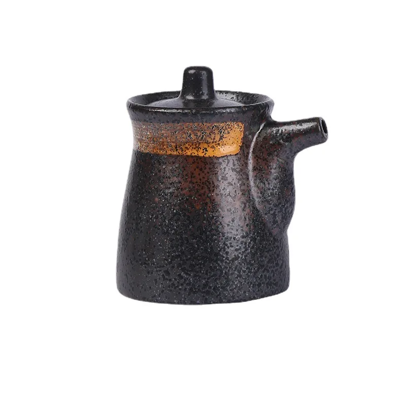 Japanese Ceramic Oil Pot Soy Sauce Vinegar Bottle Creative Vintage Seasoning Box Salt Sugar Chili Jar Kitchen Seasoning Bottle