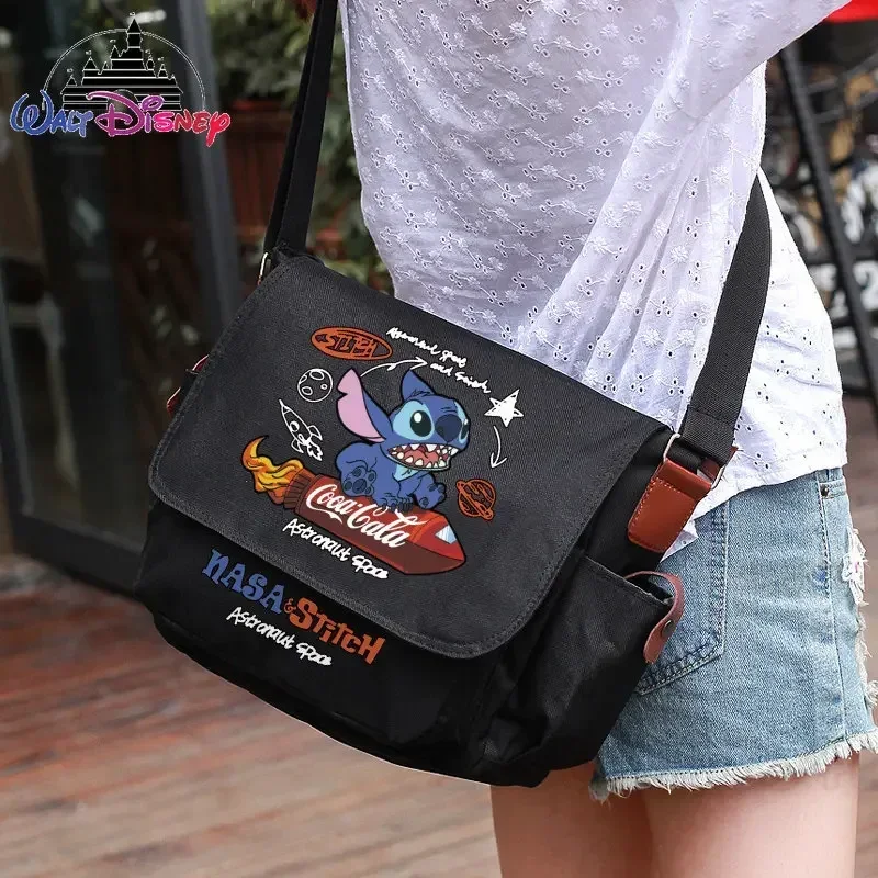 

Disney Stitch New Student Shoulder Messenger Bag Large Capacity Men and Women Shoulder Bag Cartoon Fashion Student Shoulder Bag