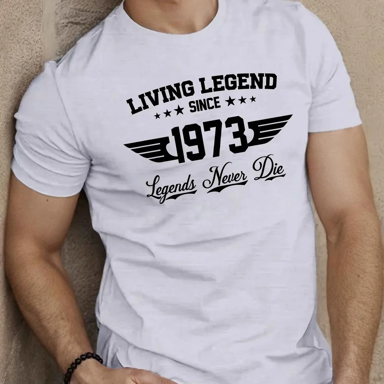 Summer men's 100 cotton casual loose plus size SINCE 1973 pattern printed sports comfortable round neck short sleeved T-shirt image 4