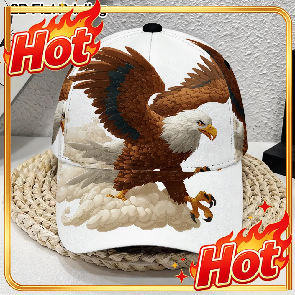 Custom 1pc 2D Flat Majestic Eagle Soaring Pattern Printed Baseball Hat, Lightweight And Adjustable Duckbill Style, Perfect