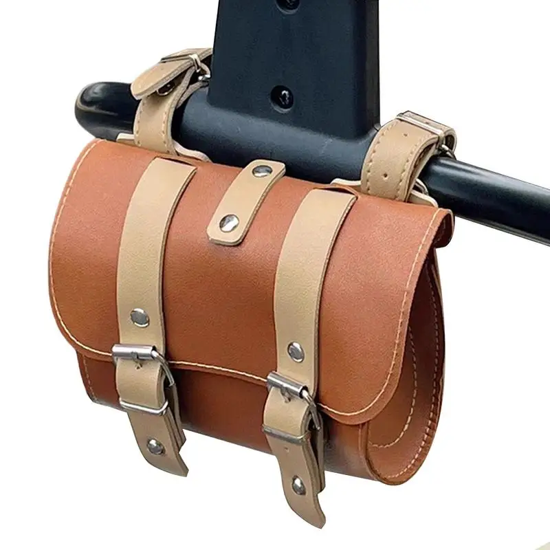 Small Handlebar Bag Large Capacity Handlebar Bag Waterproof Leather Cycling Bag Handle Bar Storage Bag Front Mount Cycling Bag