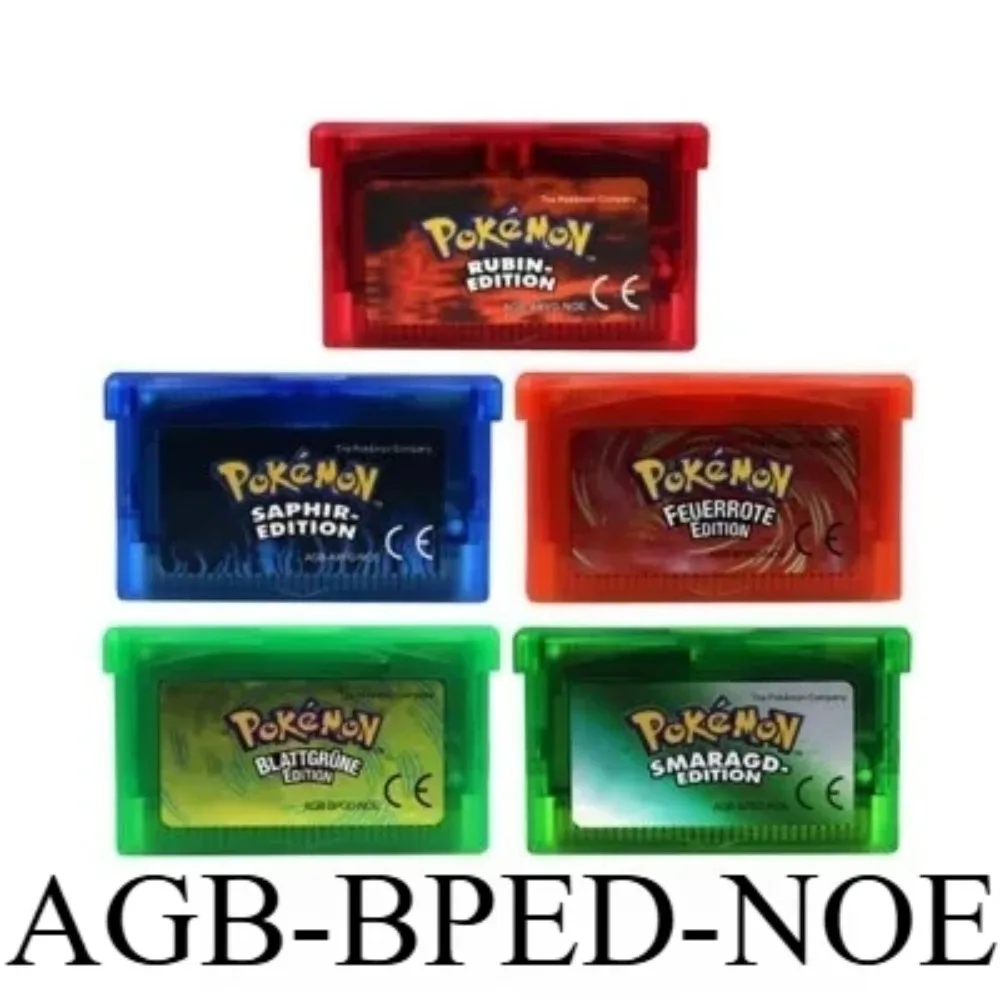 NOE Cartucho de jogo GBA de 32 bits Cartão de console de videogame Pokémon Serise para fãs de GBA NDS Pokémon SAPHIR RUBIN Idioma alemão