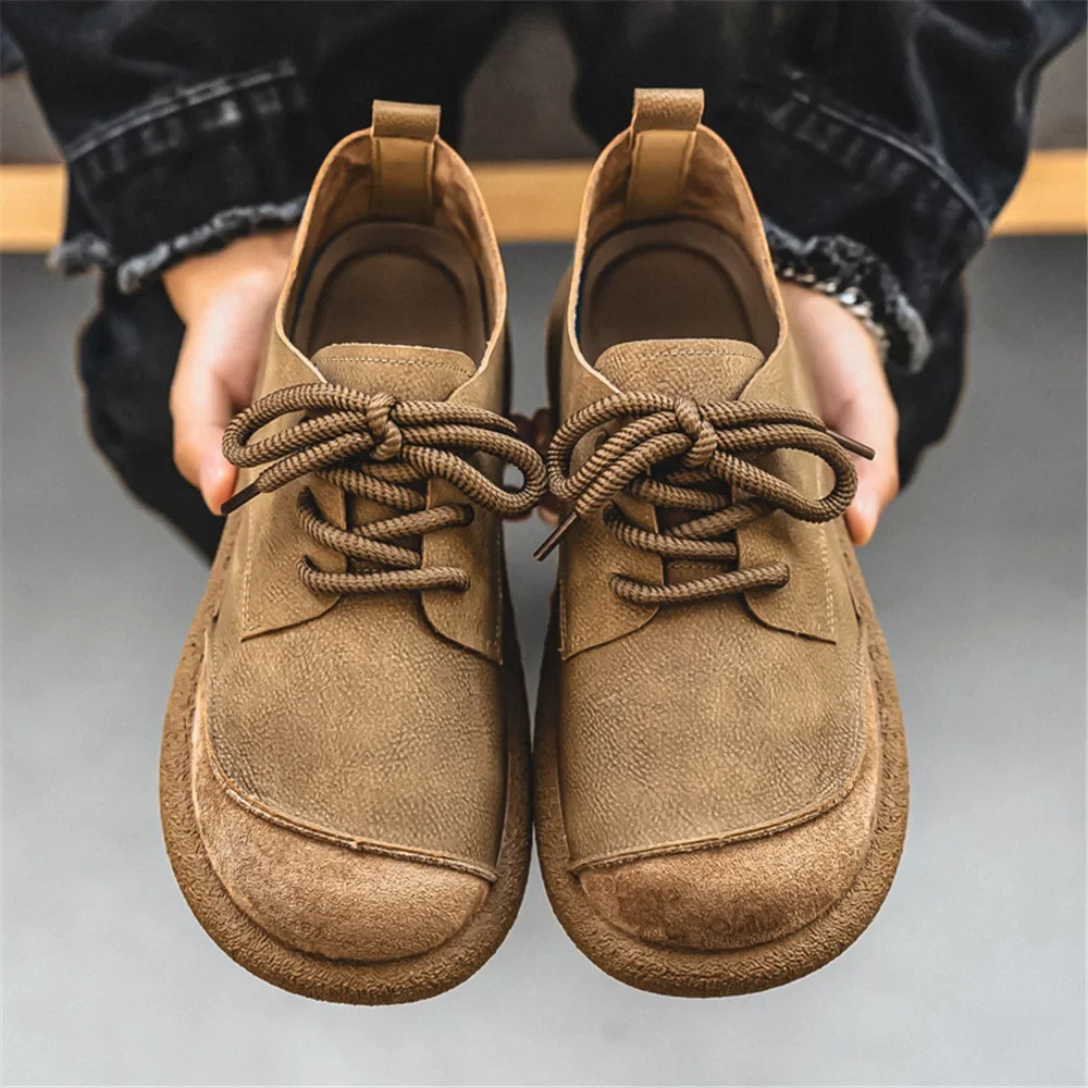 2026 Waterproof Shoes Trendy Versatile Driving Men's Shoes Round Toe Casual Lace Up Solid Color Simple Non Slip Sole